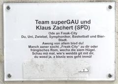 Mosaic artwork at Am Leinritt in Bamberg on informational display