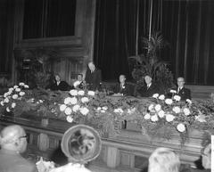 Professor Victor Jacob Koningsberger receiving the golden medal from Prince Bernhard at the Royal Tropical Institute in Amsterdam on September 18, 1965