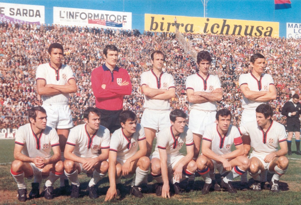US Cagliari football team line-up in 1969-70 season at Amsicora Stadium