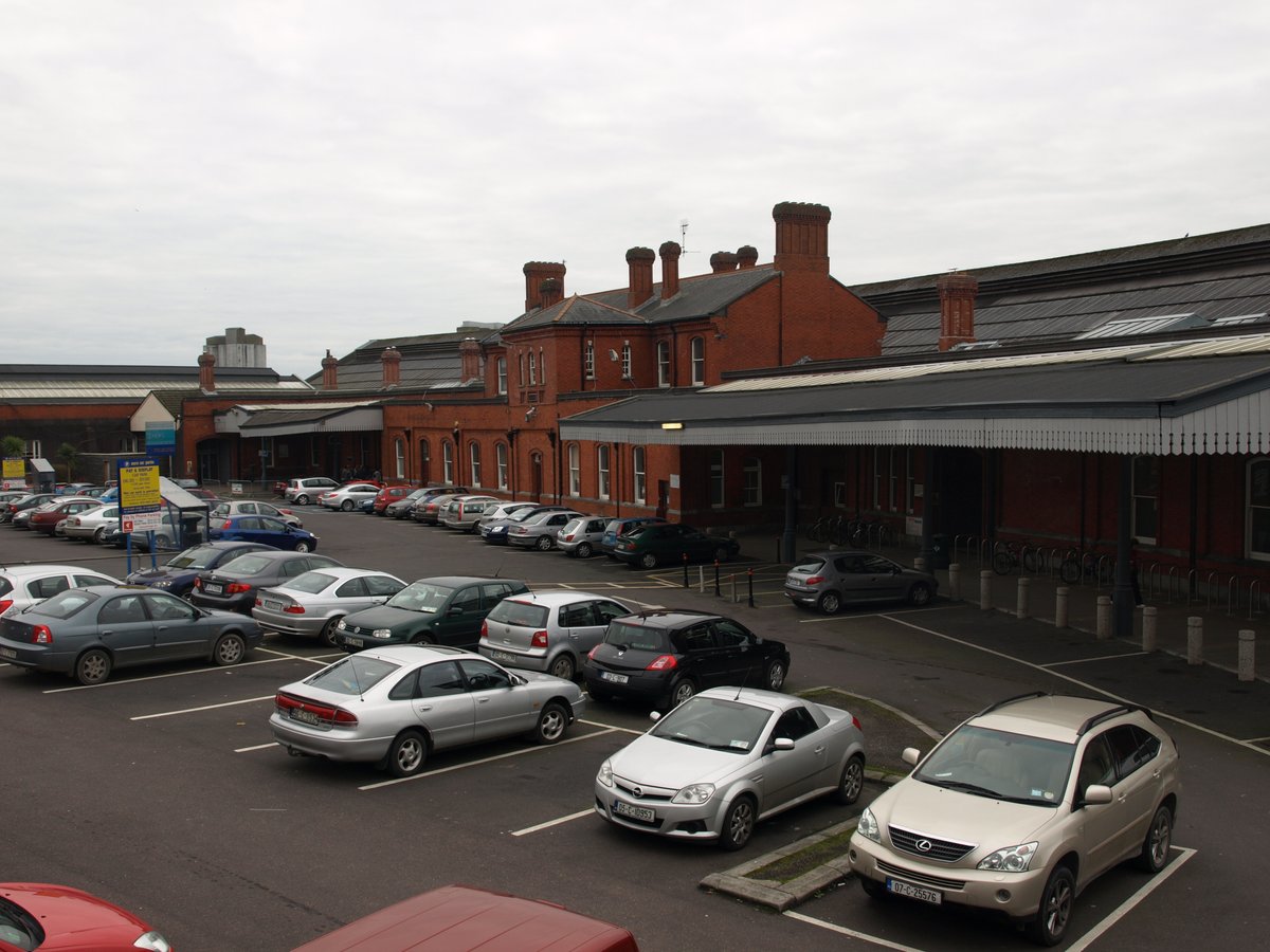 Exterior view of Cork Railway Station building in Ireland