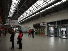 Cork Railway Station booking hall interior with ticket counters and signage