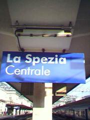 La Spezia Central Railway Station sign in Italy