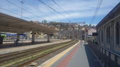 Platform 5 at La Spezia Centrale train station with connecting station building