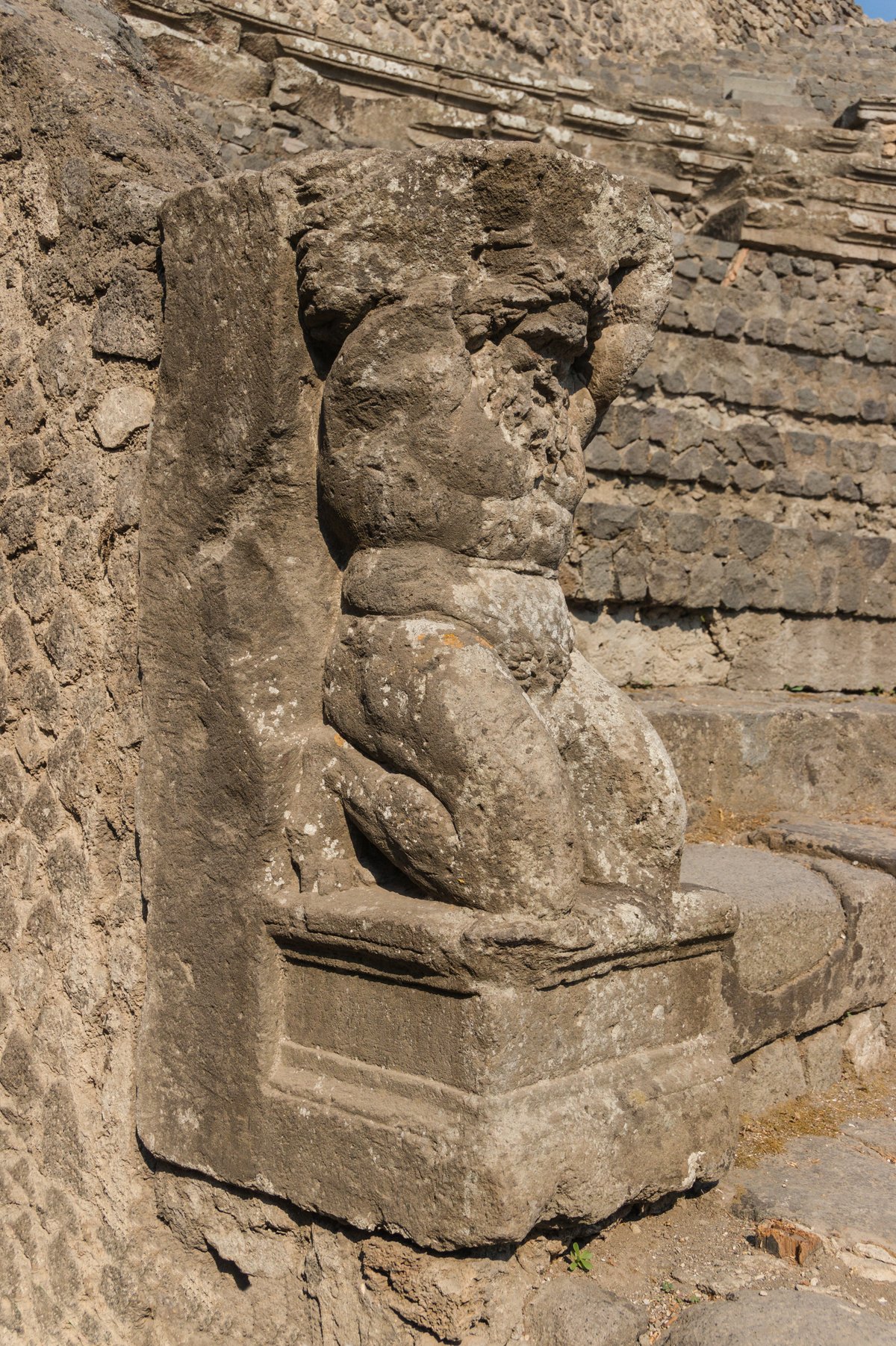 Atlante sculpture in the Odeon of Pompeii, Campania, Italy