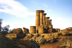 Temple of Herakles ruins in the Valley of the Temples archaeological site, Agrigento, Sicily, Italy