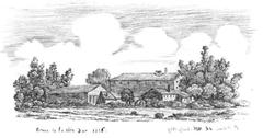 Drawing of the Tête d'Or farm in 1836 illustrating Paul Saint-Olive's work Notice sur le territoire de la Tête-d'Or published in 1860