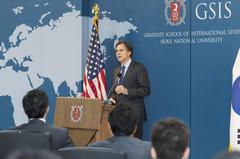 Deputy Secretary of State Antony Blinken speaking to students at Seoul National University in South Korea