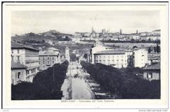 Panoramic view of Bergamo from Viale Stazione with cityscape and mountains