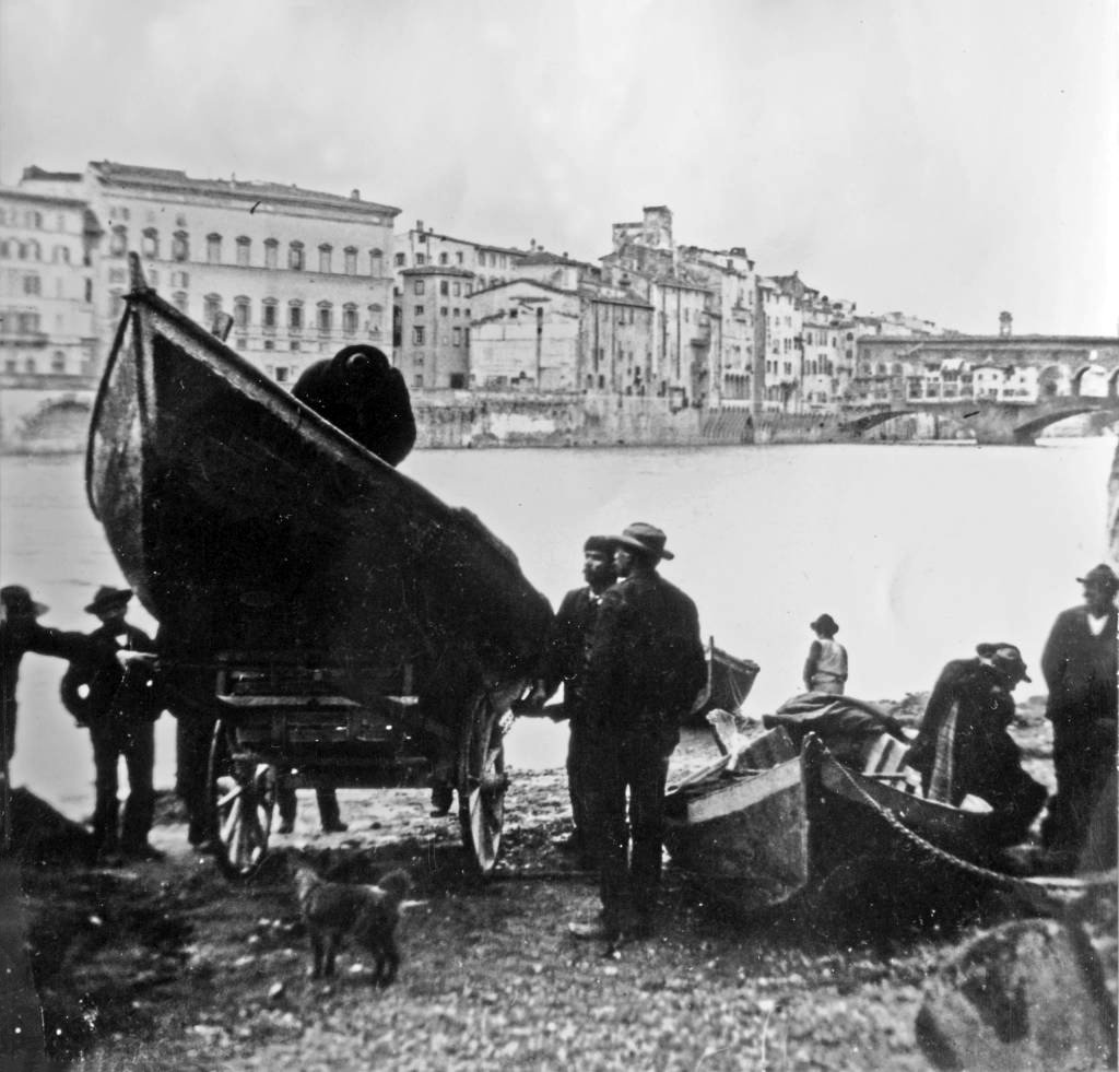 Lungarno Torrigiani and houses on Via de' Bardi after demolitions in late 19th century Florence