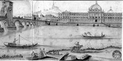 L'Hôtel-Dieu de Lyon and Pont de la Guillotière at the end of the 18th century watercolor