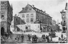 Lithograph of the Hôtel-Dieu de Lyon during Rabelais' era