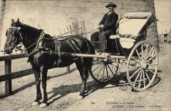 Horse-drawn calash carriage in Quebec city street