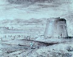 Martello Tower No. 4 in Quebec, early 19th century depiction before artillery removal and roof addition