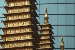 Jing'an Temple entrance with traditional Chinese architectural style in Shanghai