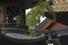 Jing'an Temple in Shanghai China under cloudy sky