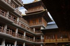 Jing'an Temple in Shanghai, China with traditional architecture