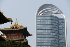 Jing'an Temple in Shanghai, China on a clear day