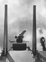 Lookout on USS Los Angeles CA-135 heavy cruiser off Korea in 1951