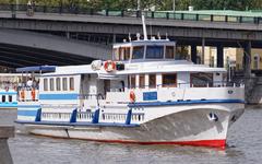 Small boats near Ustinisky Bridge in Moscow