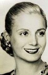 Portrait of Eva Perón dedicating a message to María Cristina Vilanova de Árbenz