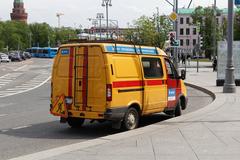 MGTS telephone company service van at Borovitskaya Square in Moscow