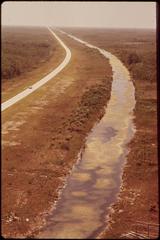 Aerial view of Alligator Alley, a 77-mile east-west toll road across the Everglades
