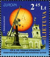 Stamp of Lithuania featuring Vilnius University Observatory representing Astronomy