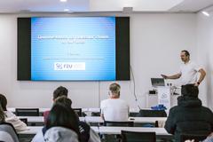 Physicist Pavel Jelínek giving a lecture at the Center for Quantum Nanoscience