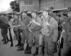 Troops of Royal Australian Regiment disembarking at Tan Son Nhut Airport in Vietnam