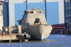 Decommissioned Finnish missile boat Helsinki docked at Hietalahti ship yard