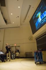 Dr. John Mather speaking at University of Maryland auditorium about COBE work that won Nobel Prize for Physics