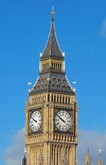 Clock Tower in London with clear blue sky