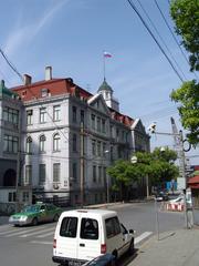 Facade of the Consulate-General of Russia in Shanghai with Russian flag