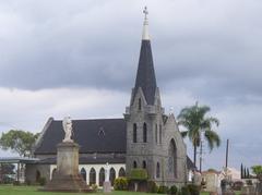 Calvary Cemetery chapel in Los Angeles with intricate Gothic architecture and towering spires