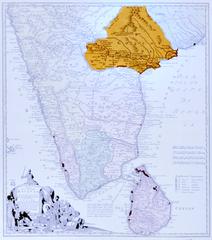 1733 historical map of Golconda region with Telugu city names, published by Homann Heirs