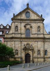 Facade of the St. Maria and St. Theodor Monastery Church in Bamberg, Baroque architecture