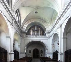 Organ gallery of the monastery church St. Maria and St. Theodor in Bamberg with intricate wooden carvings and decorative elements