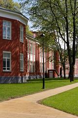 Exterior view of old buildings at Botkin Hospital in Moscow