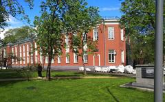 Old buildings of Botkin Hospital in Moscow during spring