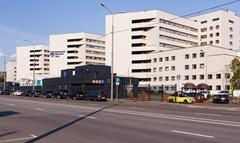 Moscow Botkin Hospital block building exterior on a clear day