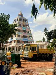 Renovation of Mani Mandapa in Thanjavur India under bright sunlight
