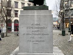 Memorial to Gabrielle Petit in Brussels with detailed pedestal