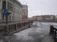 Fontanka River embankment with stairs leading down to the river