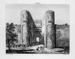 Historic Porte du Caire gate in Cairo, Egypt showing detailed Islamic architecture and arched entrance