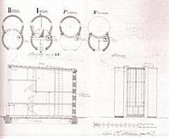 Melnikov house architectural project drawing showing unique circular design and structural details