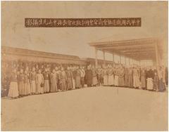 Sun Yat-sen posing with members of the Zhejiang branch of the Railway Association of the Republic of China in Hangzhou, December 8, 1912