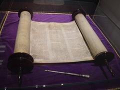 Torah scroll from Eastern Europe, late 19th century, exhibited at Jewish Museum and Tolerance Center