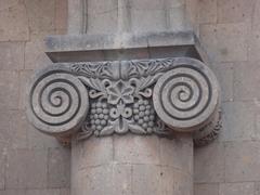 Architectural details of Yerevan Railway Station in Armenia