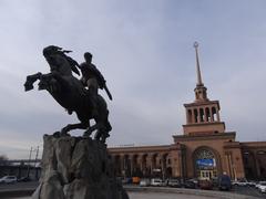 Sasuntsi Davit statue in front of Yerevan Railway Station Armenia