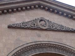 Architectural details of Yerevan Railway Station in Armenia